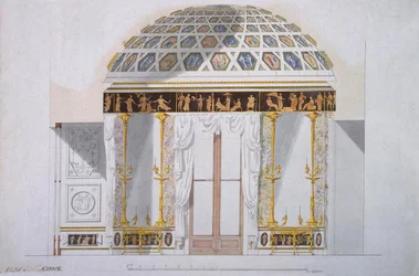 Design för Jaspiskabinettet i Agatpaviljongen i Tsarskoye Selo, ca 1780 (penna och bläck med wc på papper)